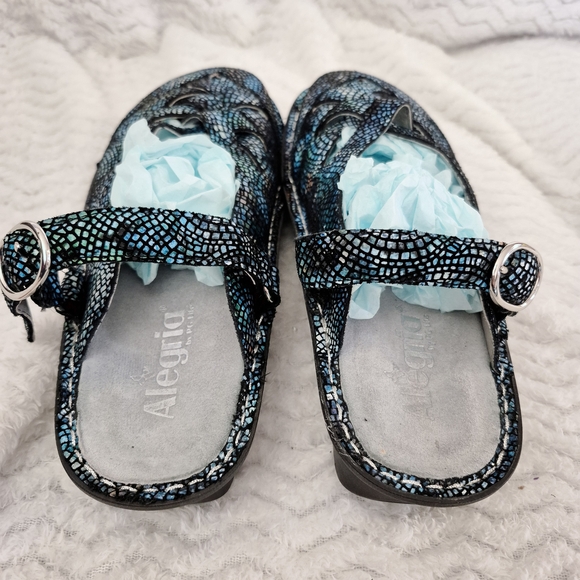 Alegria PG Lite Convertible 1 Strap Mule Comfort Metallic Peacock Blue Size 39 - Picture 6 of 11